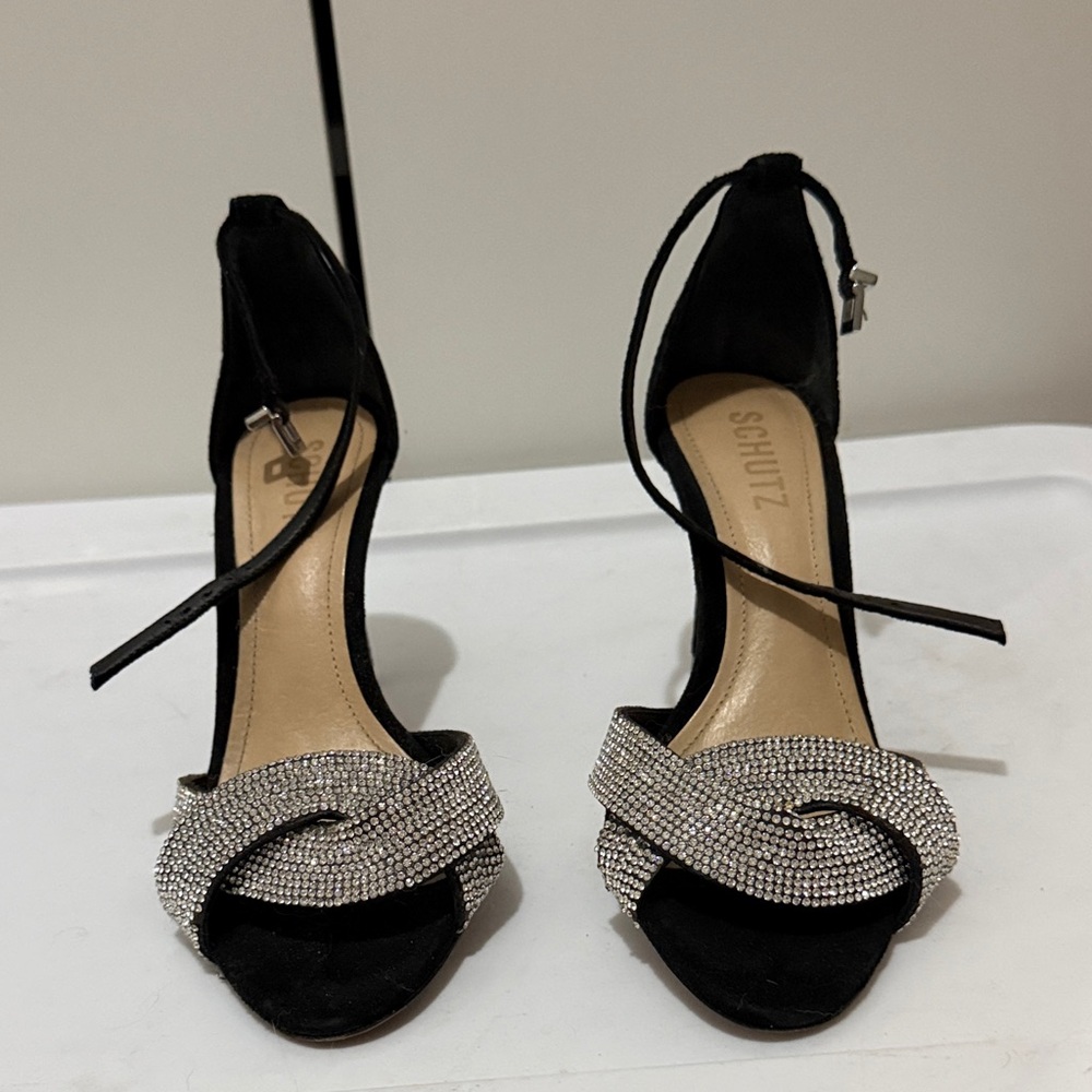 SCHUTZ Black Heels with Silver Embellishments